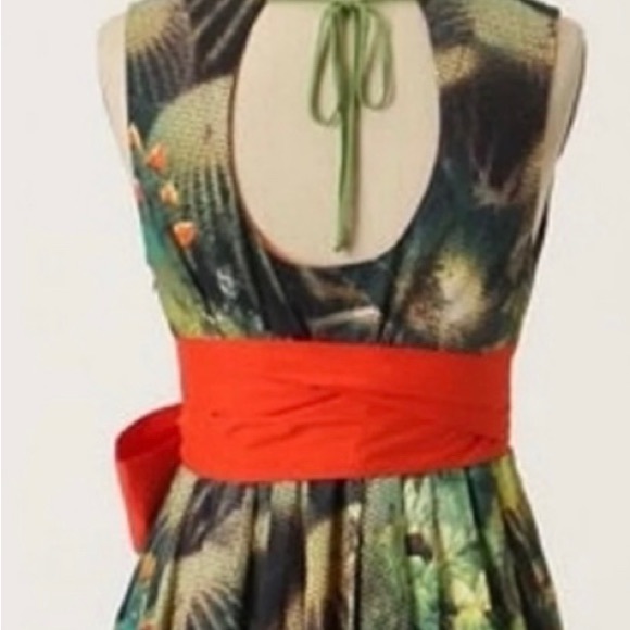 Anthropologie Eva Franco Oroyo Cactus dress big bow sash belt size 0. 🌵 - Picture 5 of 9